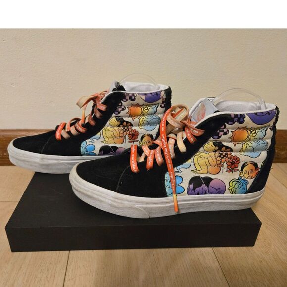 Vans Sk8-Hi "Cultivate Care" Floral Black & White Skate Shoes Women's Size 7.5 - Picture 3 of 7